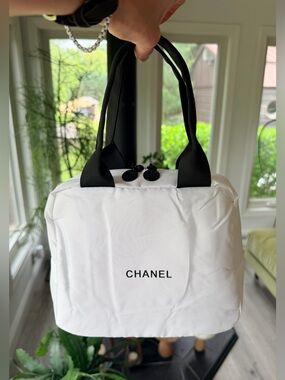 Chanel Novelty Mini White Cosmetic Boston Bag NEW in Dust Bag/Plastic Bag.